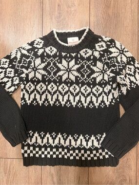 Hanna Andersson Black & White Nordic Crewneck Sweater 0351